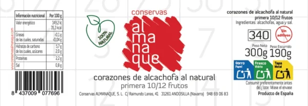 Corazones de alcachofa al natural primera 10/12 frutos - Imagen 2